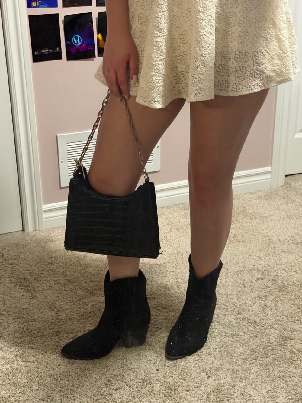 Streetwear Society Black Suede Ankle Booties with Sparkle